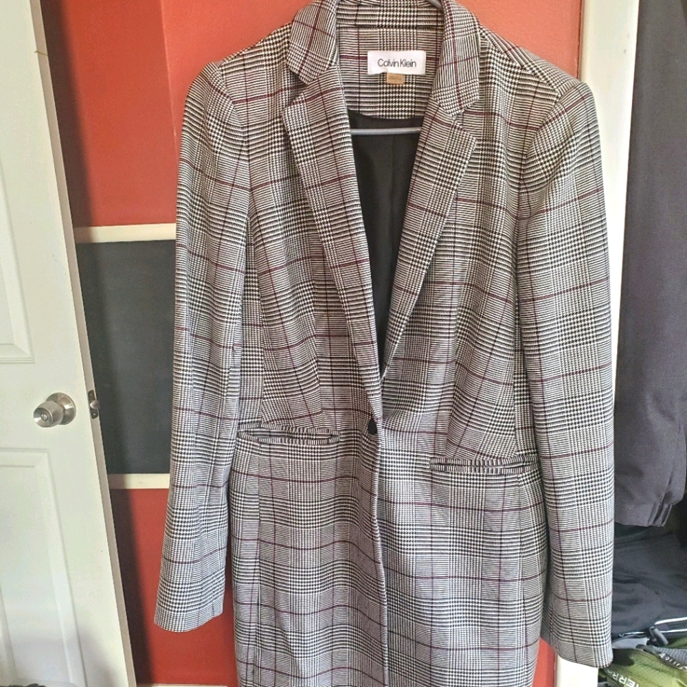 Long Plaid Blazer